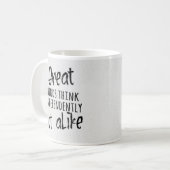 Grote geesten denken onafhankelijk, niet als koffi koffiemok (Voorkant links)