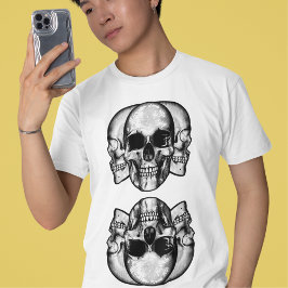 Grote geesten verenigen zich! Retro Schedel Grafis T-shirt