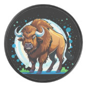 grote gehoornde bizon hockey puck (Voorkant)