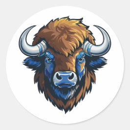 grote gehoornde bizon ronde sticker