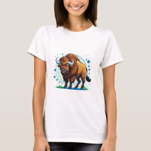 grote gehoornde bizon t-shirt