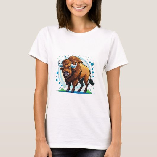 grote gehoornde bizon t-shirt (Voorkant)
