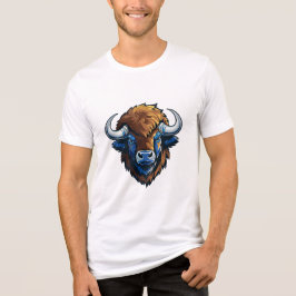 grote gehoornde bizon Tri-Blend shirt