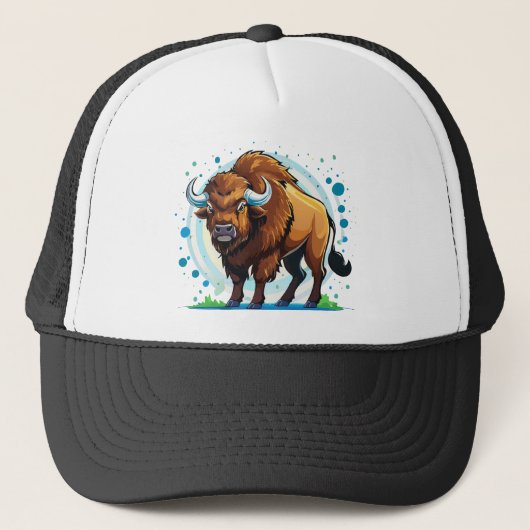 grote gehoornde bizon trucker pet (Voorkant)