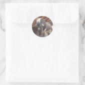 Grote gehoornde geit ronde sticker (Tas)