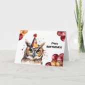 Grote Gehoornde Uil Balloons en Party Pet Verjaard Kaart (Voorkant)