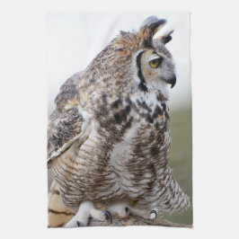 Grote gehoornde uil foto keukenhanddoek