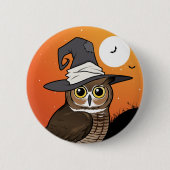 Grote Gehoornde Uil Heks! Ronde Button 5,7 Cm (Voorkant)