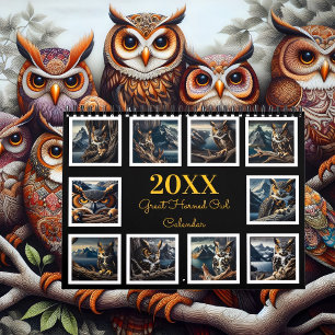 Grote Gehoornde Uil Jaar van de Uil Visioenen 20XX Kalender
