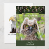Grote Gehoornde Uil Kerst Kaart (Voorkant / Achterkant)
