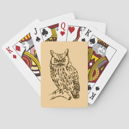 Grote gehoornde uil Perzik Pokerkaarten (Achterkant)