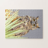 Grote gehoornde uil roofvogel legpuzzel (Horizontaal)
