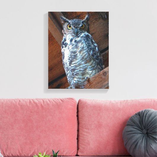 Grote Gehoornde Uil Stretch Canvas Print (Insitu (Woonkamer))
