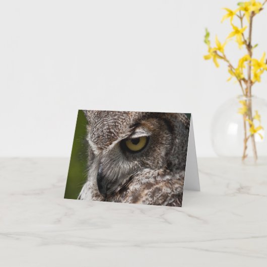 Grote Gehoornde Uil (virginianus Bubo) notecard Kaart (Gele Bloem)