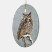 Grote Gehoornde Uil Vogel Schilderij Jaar Kerstmis Keramisch Ornament (Links)