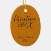 Grote Gehoornde Uil Vogel Schilderij Jaar Kerstmis Keramisch Ornament (Achterkant)