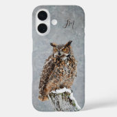 Grote Gehoornde Uil Vogel Winter Schilderij Custom Case-Mate iPhone Case (Achterkant)