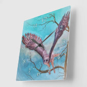 Grote gehoornde uil "Winter Soldaat " Vierkante Klok (Hoek)