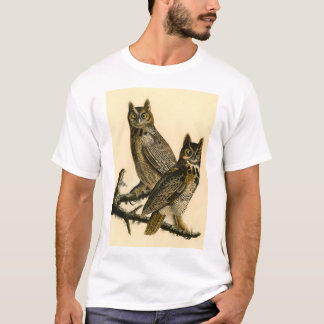 Grote gehoornde uil zoölogische illustratie t-shirt