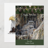 Grote gehoornde uilen kerst Kaart (Voorkant / Achterkant)