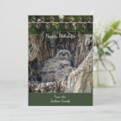 Grote gehoornde uilen kerst Kaart (Staand voorkant)