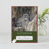 Grote gehoornde uilen kerst Kaart (Staand voorkant)