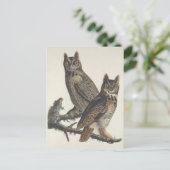 Grote gehoornde uilen Spooky  illustratie Briefkaart (Staand voorkant)