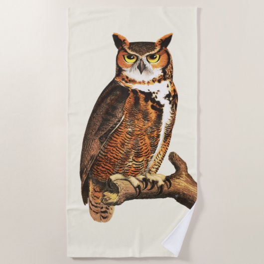  grote gehoornde uiltekening strandlaken (Voorkant)