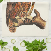  grote gehoornde uiltekening theedoek (Gevouwen)