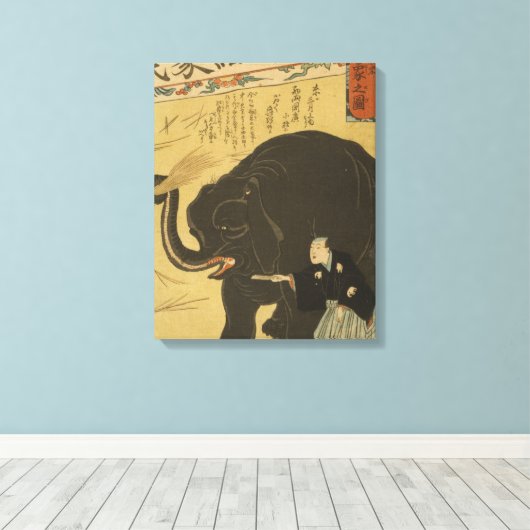 Grote geïmporteerde olifant japans kunst canvas afdruk (Insitu (Houten vloer))