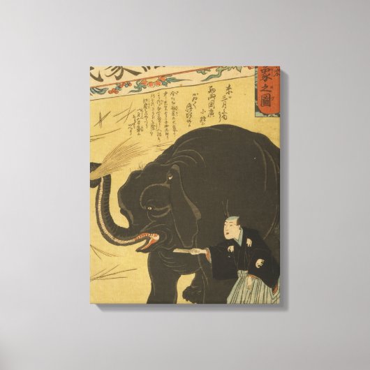 Grote geïmporteerde olifant japans kunst canvas afdruk (Voorkant)