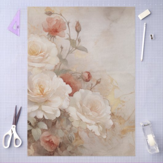 Grote geïnspireerde elegante rode & witte rozen tissuepapier (Craft)