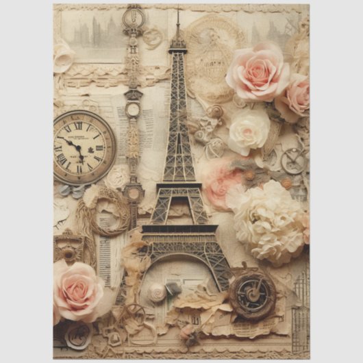 Grote geïnspireerde Floral Eiffeltoren Tissuepapier (Voorkant)