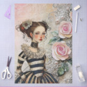 Grote  geïnspireerde Gothic Girl & Pink Roses Tissuepapier (Craft)