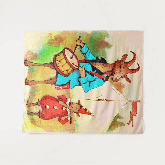 grote geitenmuzikanten wandkleed (Voorkant (horizontaal))