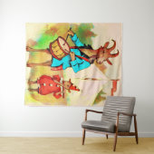 grote geitenmuzikanten wandkleed (In Situ (horizontaal))