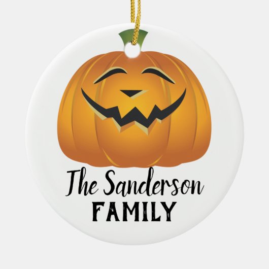Grote Gekke pompoenfamilie - Halloween - boom Keramisch Ornament (Voorkant)