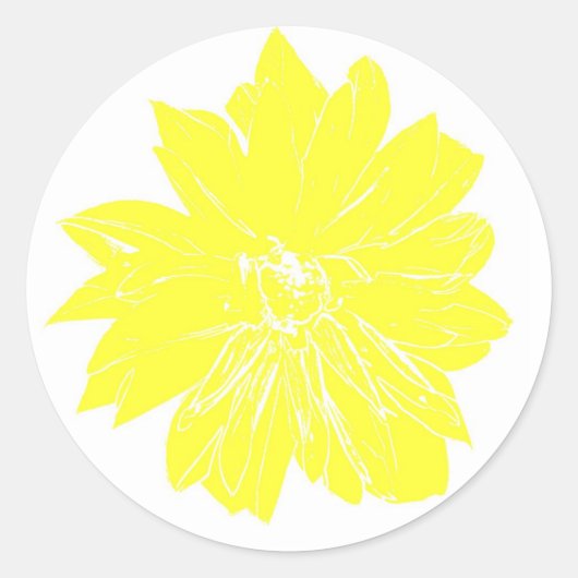 Grote gele bloem ronde sticker (Voorkant)