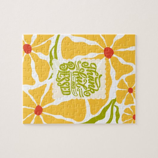 Grote gele bloemen dankbaar en gezegend legpuzzel (Horizontaal)