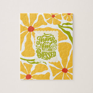 Grote gele bloemen dankbaar en gezegend legpuzzel