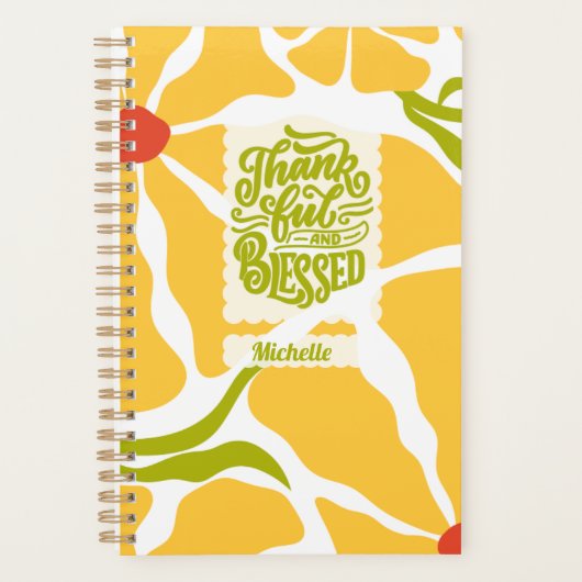 Grote gele bloemen dankbaar en gezegend planner (Voorkant)