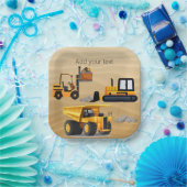 Grote Gele Bouwtrucks, Verjaardag Papieren Bordje (Feest)