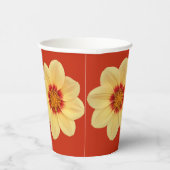 Grote Gele Dahlia op Red Floral Pattern Papieren Bekers (Rechts)