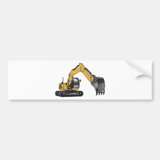 Grote Gele Graafmachine Bumpersticker (Voorkant)