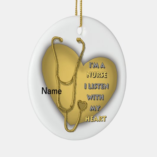 Grote gele hartverpleegkundige keramisch ornament (Rechts)