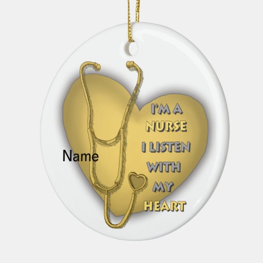 Grote gele hartverpleegkundige keramisch ornament (Links)