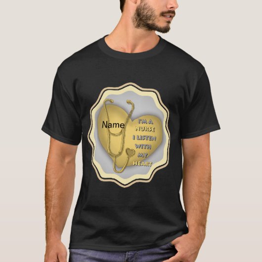 Grote gele hartverpleegkundige t-shirt (Voorkant)