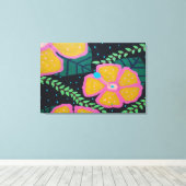 Grote gele hibiscus op zwart canvas afdruk (Insitu (Houten vloer))