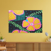 Grote gele hibiscus op zwart canvas afdruk (Insitu (Woonkamer))