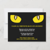 Grote gele kattenogen zijn zwart Halloween feest Kaart (Voorkant)